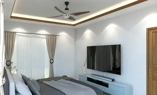 Bedroom ceiling with LED and cove lighting
