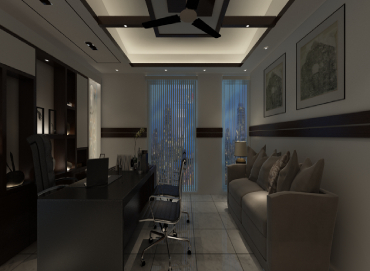 CEO Desk Design for JSS Service Ltd by Interior Studio Ace Dark View 