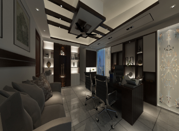 CEO Desk Design for JSS Service Ltd by Interior Studio Ace dark view