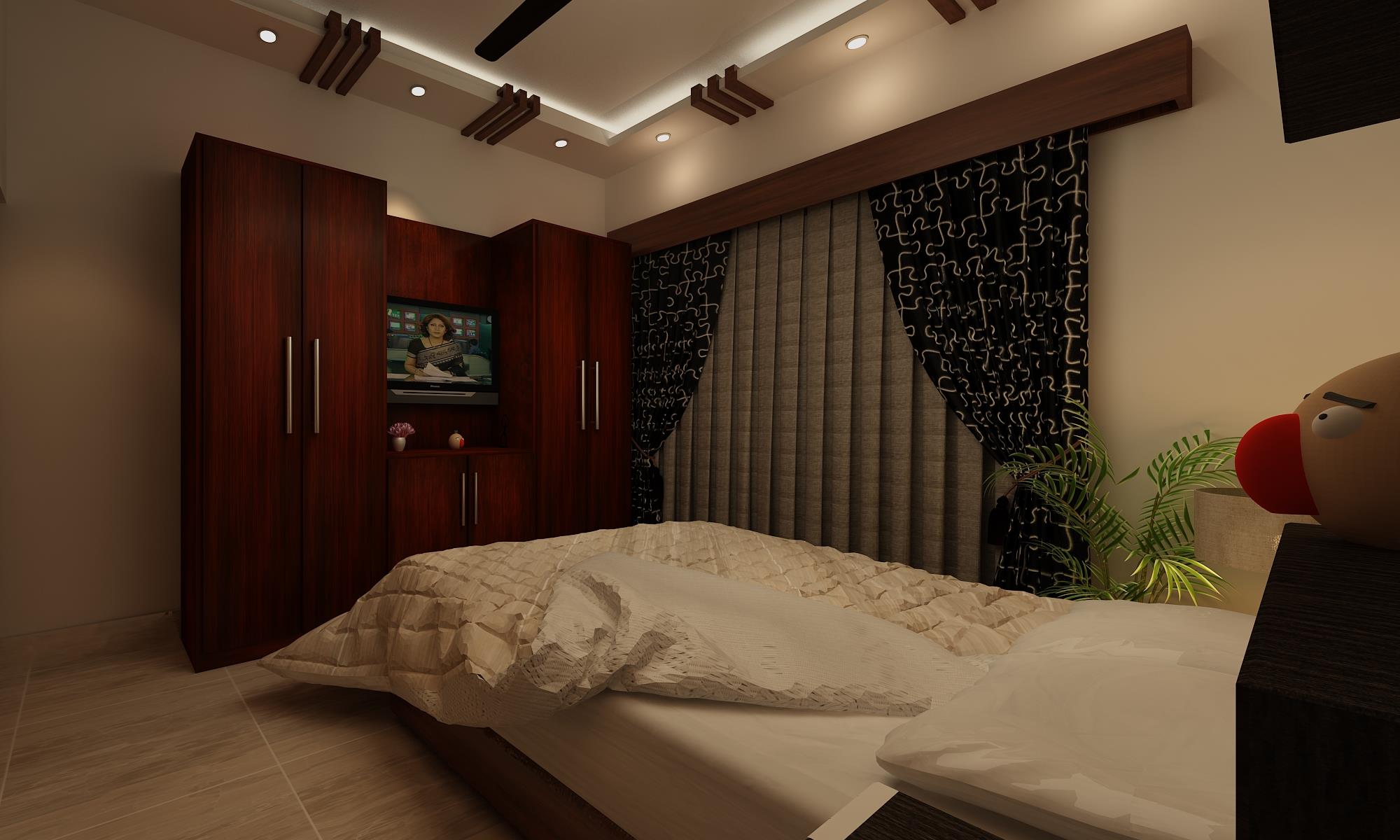 Small master bedroom design with wardrobes