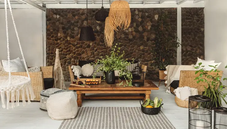 Rustic natural materials in interior design